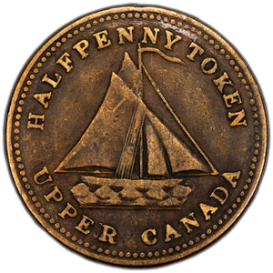 SOLD Upper Canada 1833 1/2 Halfpenny Token Commercial Change UC-9A2 - Fine+