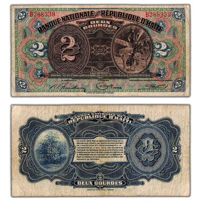 SOLD Haiti 1919 2 Two Gourdes Note P #151a - Tougher Issue - Circulated