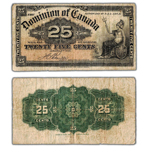 SOLD 25 Cents 1900 Dominion of Canada Shinplaster Note Boville DC-15b - VG+