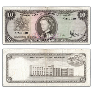 SOLD Trinidad & Tobago 1964 $10 Ten Dollars Note P #28c - Minor Edge Tear