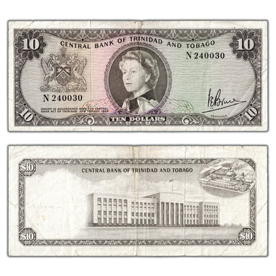 SOLD Trinidad & Tobago 1964 $10 Ten Dollars Note P #28c - Minor Edge Tear