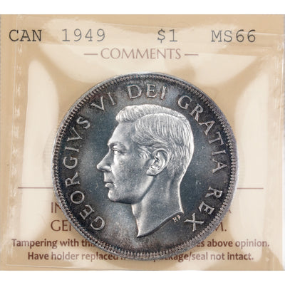 SOLD Canada 1949 $1 Silver Dollar Coin - ICCS MS-66