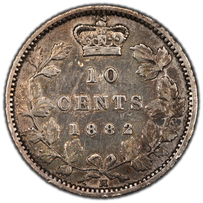 SOLD Canada 1881-H Obverse 2 10 Cents Dime Silver Coin - VF-20