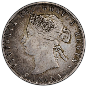 SOLD Canada 1872-H 50 Cents Half Dollar Silver Coin - Fine+ (marks)