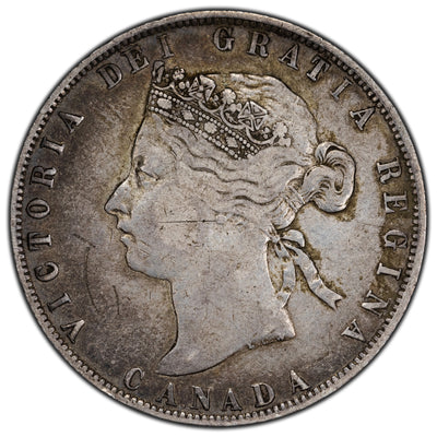 SOLD Canada 1872-H 50 Cents Half Dollar Silver Coin - Fine+ (marks)