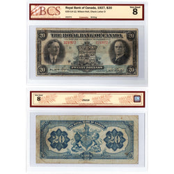 $20 1927 Royal Bank of Canada Chartered Note #630-14-12 - BCS VG-8
