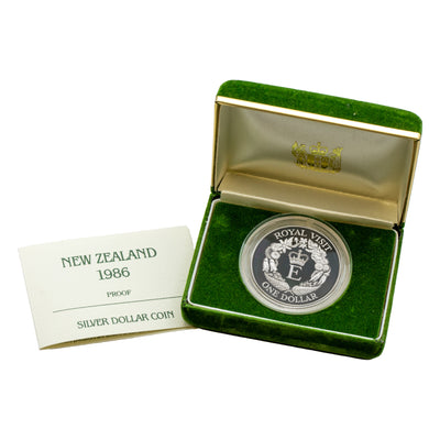 New Zealand 1986 $1 One Dollar Proof Silver Coin - Royal Visit