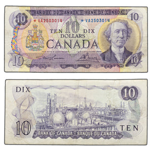 SOLD $10 1971 Bank of Canada Note *VA Replacement Prefix BC-49cA - F/VF