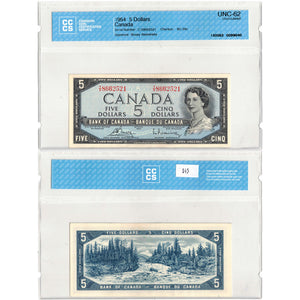 SOLD $5 1954 Bank of Canada Note Bouey-Rasminsky T/X Prefix BC-39c - CCCS UNC-62