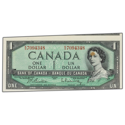 SOLD $1 1954 Bank of Canada Note K/O Prefix - Off Cut Error - EF+