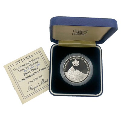 SOLD Saint Lucia 1986 $10 Finance Ministers Meeting Sterling Silver Proof Coin