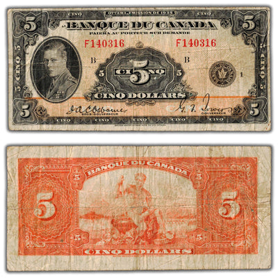 SOLD $5 1935 Banque du Canada Note French Text BC-6
