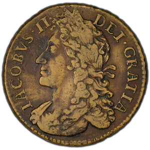 SOLD Ireland 1689 August James II 1/2 Crown Gun Money Coin