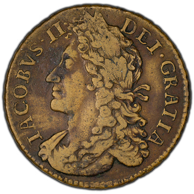 SOLD Ireland 1689 August James II 1/2 Crown Gun Money Coin