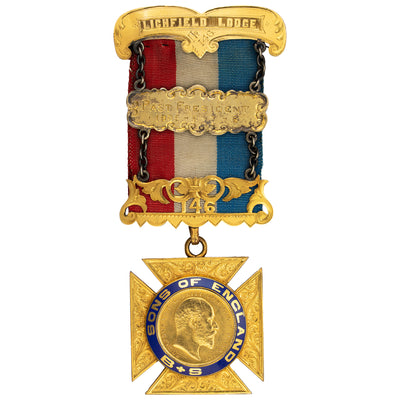 SOLD Sons of England Lichfield Lodge Medal with Encased 1903 Gold Sovereign Coin