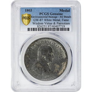 SOLD United States 1803 George Washington Fame Medal GW-87 - 5 Known - PCGS AU Detail