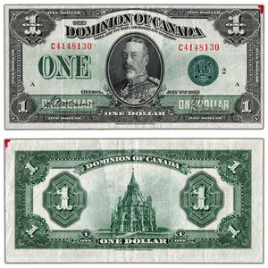 $1 1923 Dominion of Canada Note Green Seal Series C DC-25j - VF+ (marker)