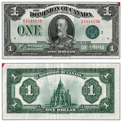 $1 1923 Dominion of Canada Note Green Seal Series C DC-25j - VF+ (marker)