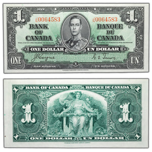SOLD $1 1937 Bank of Canada Note Coyne-Towers J/N Prefix BC-21c - AU+