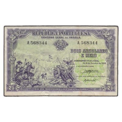 Angola Portuguese 1948 2 1/2 Angolares Note P #71
