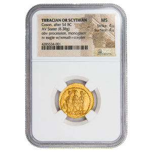 SOLD Ancient Scythia Coson 54 BC AV Stater Gold Coin RPC #1701a - NGC Ancients MS
