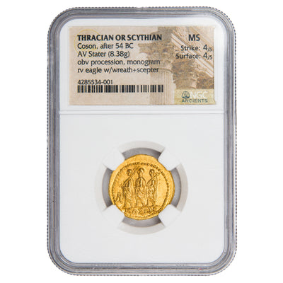 SOLD Ancient Scythia Coson 54 BC AV Stater Gold Coin RPC #1701a - NGC Ancients MS