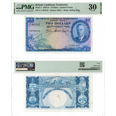 British Caribbean Territories 1951 $2 Two Dollars Note P #2 - PMG VF-30