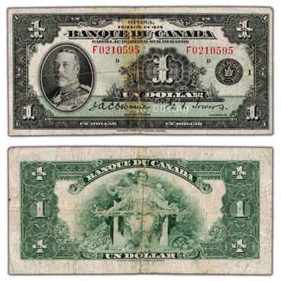 $1 1935 Banque du Canada Note French Text BC-2 - Taped