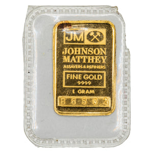 SOLD Johnson Matthey JM 1 Gram .9999 Gold Bar Sealed