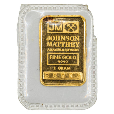 SOLD Johnson Matthey JM 1 Gram .9999 Gold Bar Sealed