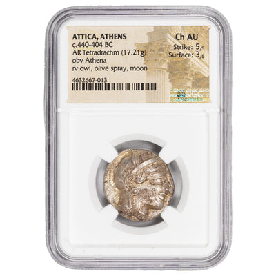 SOLD Ancient Greece 440-404 BC Athens Athena Owl Tetradrachm Coin - NGC Choice AU
