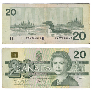 SOLD $20 1991 Bank of Canada Note - Misaligned Serial Error