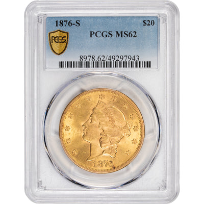 SOLD United States 1876-S $20 Double Eagle Gold Coin - PCGS MS-62