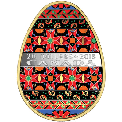 Canada 2018 $20 Golden Spring Pysanka .9999 Fine Silver Coin