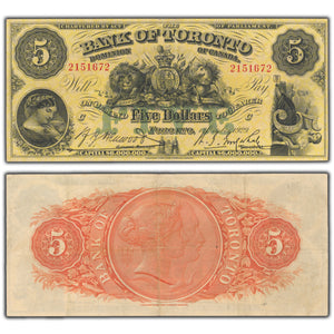 SOLD $5 1929 Bank of Toronto Canada Chartered Note #715-22-22 - VF
