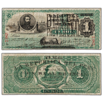 SOLD Peru 1881 1 One Real de Inca Note P #11 - Fine