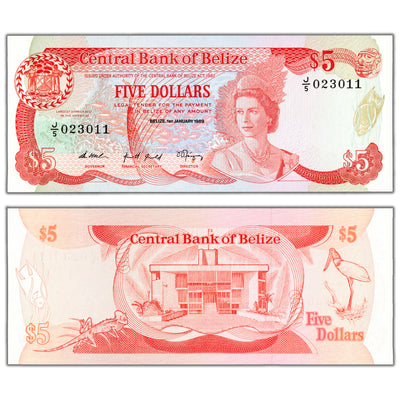 Belize 1989 $5 Five Dollars Note P #47b - Uncirculated