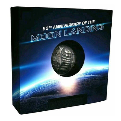 Barbados 2019 $5 Moon Landing Spherical 1oz .999 Fine Silver Coin - Box & COA