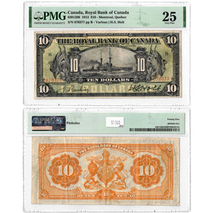 SOLD $10 1913 Royal Bank of Canada Chartered Note #630-12-06 - PMG VF-25