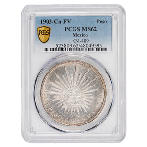 SOLD Mexico 1903-Cn FV One Peso Silver Coin KM #409 - PCGS MS-62