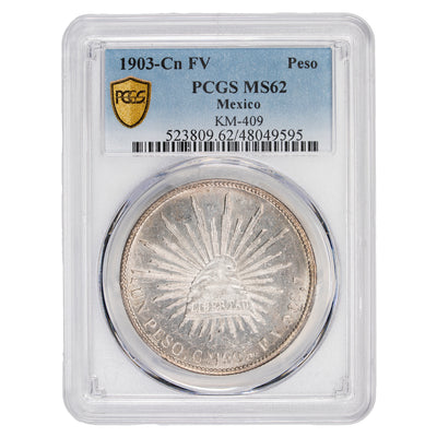 SOLD Mexico 1903-Cn FV One Peso Silver Coin KM #409 - PCGS MS-62