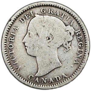 SOLD Canada 1886 Small 6 Obv 4 10 Cents Dime Silver Coin - Good