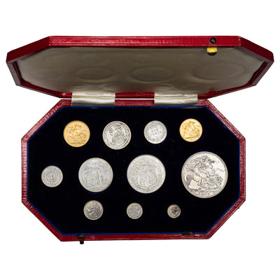 SOLD Great Britain 1902 11-Coin Specimen Set Including Gold In Original Case
