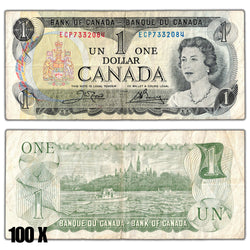 100 X $1 1973 Bank of Canada Notes - Circulated