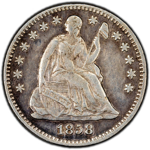 SOLD United States 1858 Seated Liberty Half Dime Silver Coin