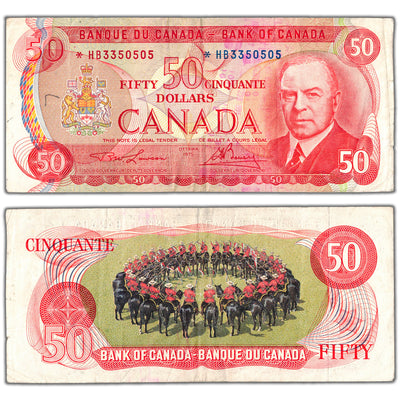 $50 1975 Bank of Canada Note *HB Replacement BC-41aA - Writing