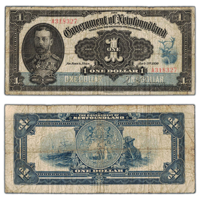 SOLD $1 1920 Government of Newfoundland Canada Note NF-12d - Circulated