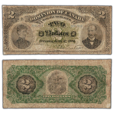 SOLD $2 1887 Dominion of Canada Note DC-11 - Well Circulated