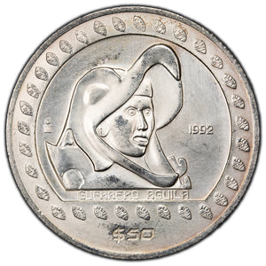 SOLD Mexico 1992 Guerrero Aguila 1/2oz .999 Fine Silver Coin KM #555
