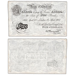 Great Britain 1935 5 Five Pounds Note P #335a - AU/UNC